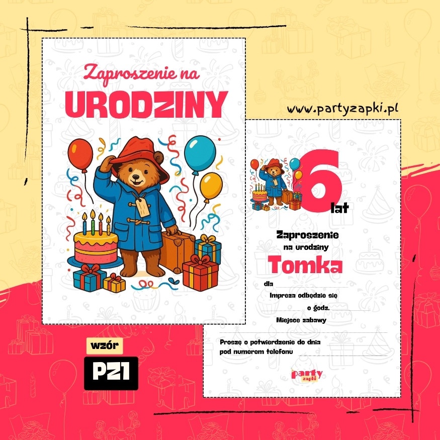 paddington zaproszenie na urodziny 06 pz1