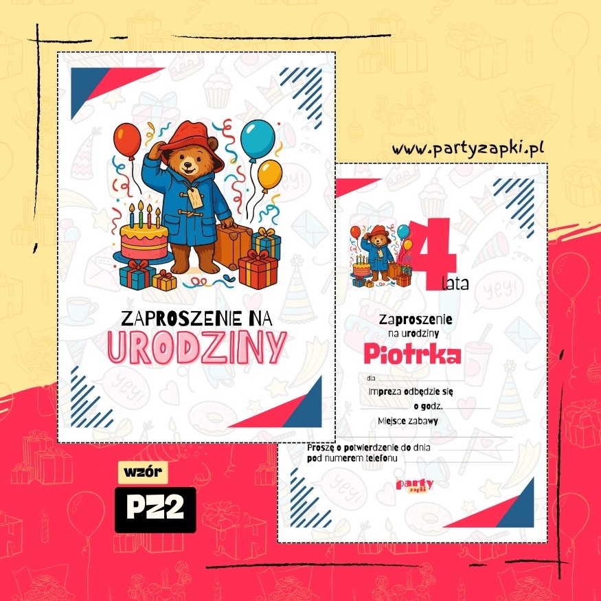 paddington zaproszenie na urodziny 06 pz2