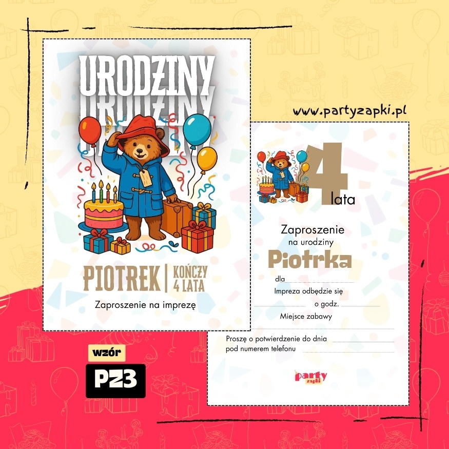 paddington zaproszenie na urodziny 06 pz3