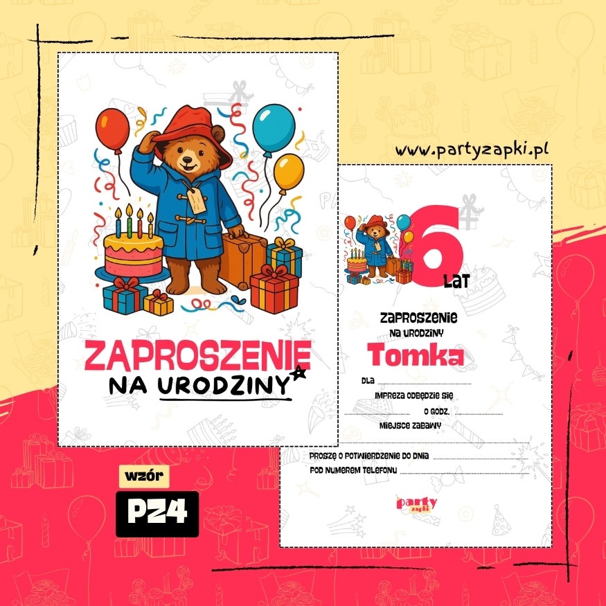 paddington zaproszenie na urodziny 06 pz4