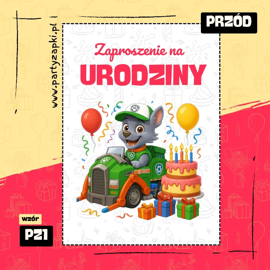 rocky psi patrol zaproszenie na urodziny 01 pz1 przod