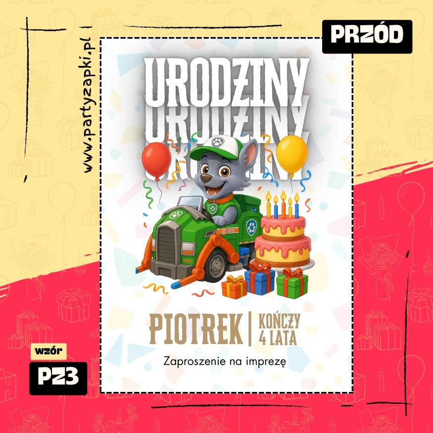 rocky psi patrol zaproszenie na urodziny 01 pz3 przod