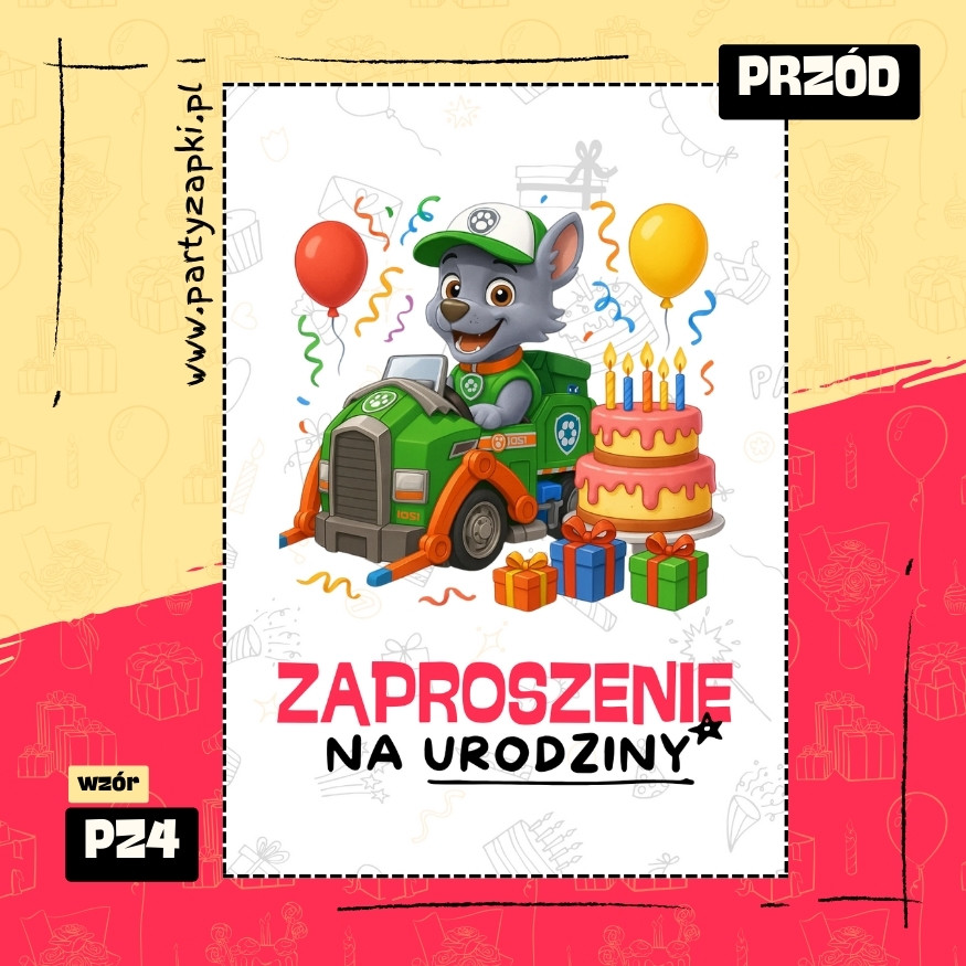 rocky psi patrol zaproszenie na urodziny 01 pz4 przod