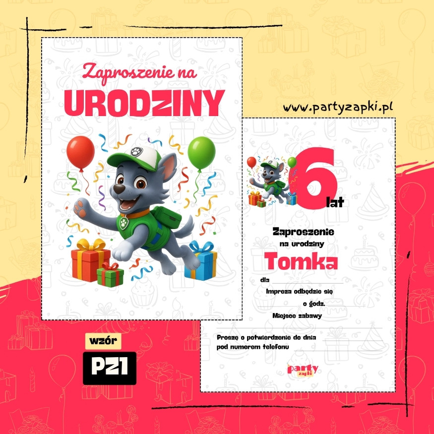 rocky psi patrol zaproszenie na urodziny 05 pz1