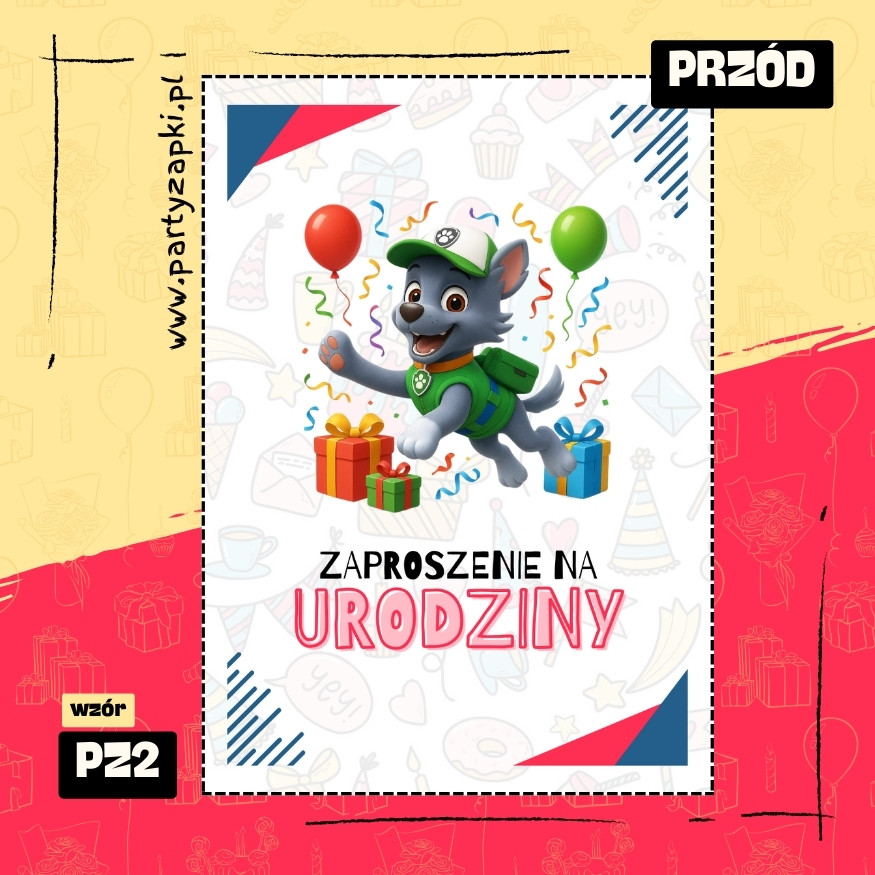 rocky psi patrol zaproszenie na urodziny 01 pz2 przod