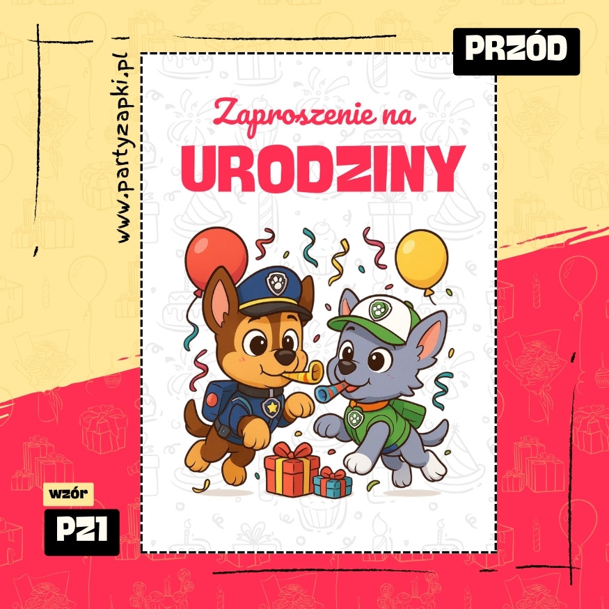 rocky psi patrol zaproszenie na urodziny 01 pz1 przod