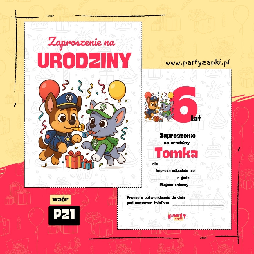 rocky psi patrol zaproszenie na urodziny 07 pz1