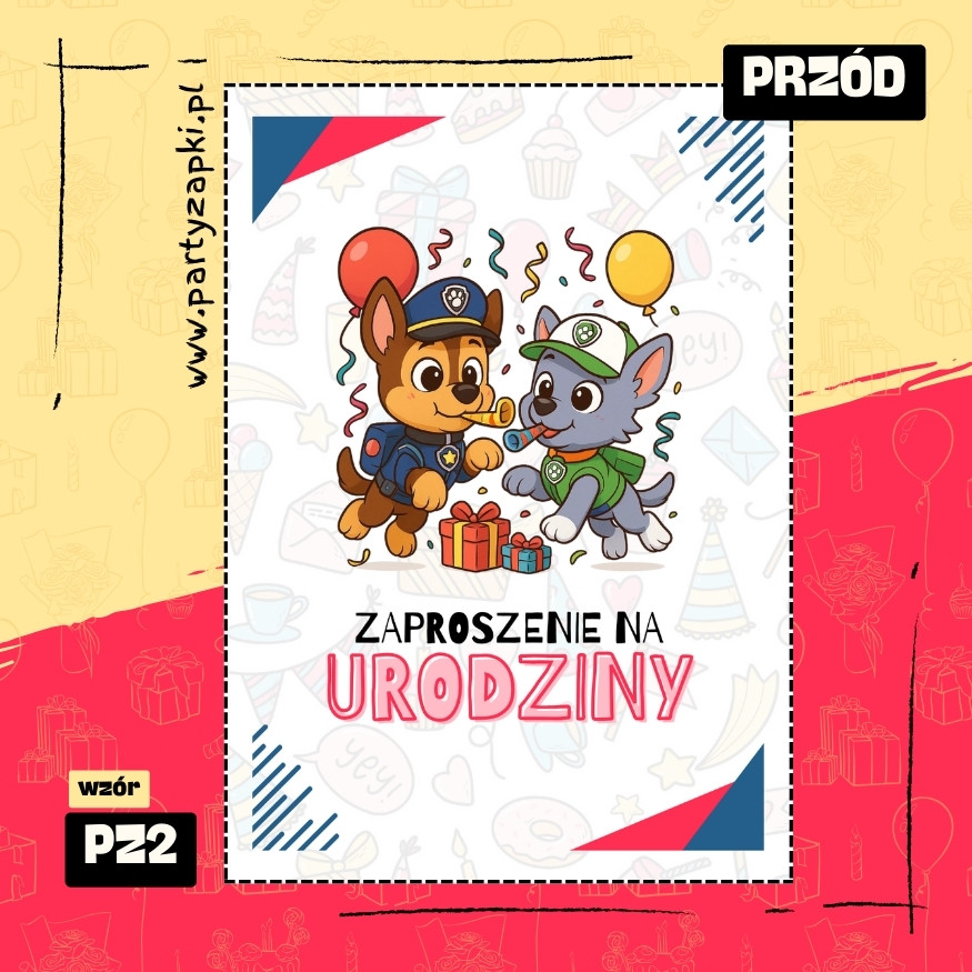 rocky psi patrol zaproszenie na urodziny 01 pz2 przod