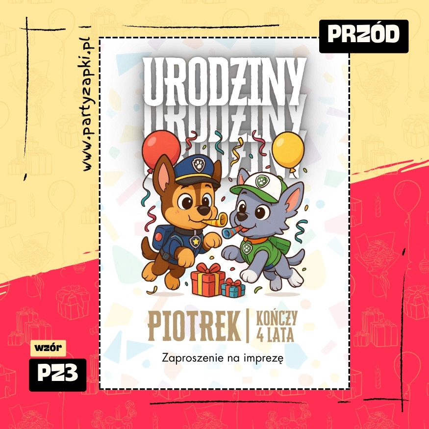 rocky psi patrol zaproszenie na urodziny 01 pz3 przod