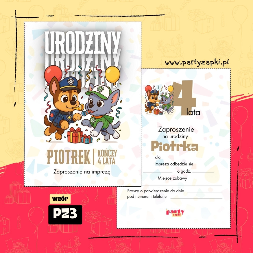 rocky psi patrol zaproszenie na urodziny 07 pz3
