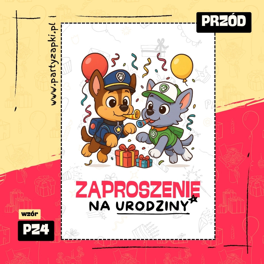 rocky psi patrol zaproszenie na urodziny 01 pz4 przod