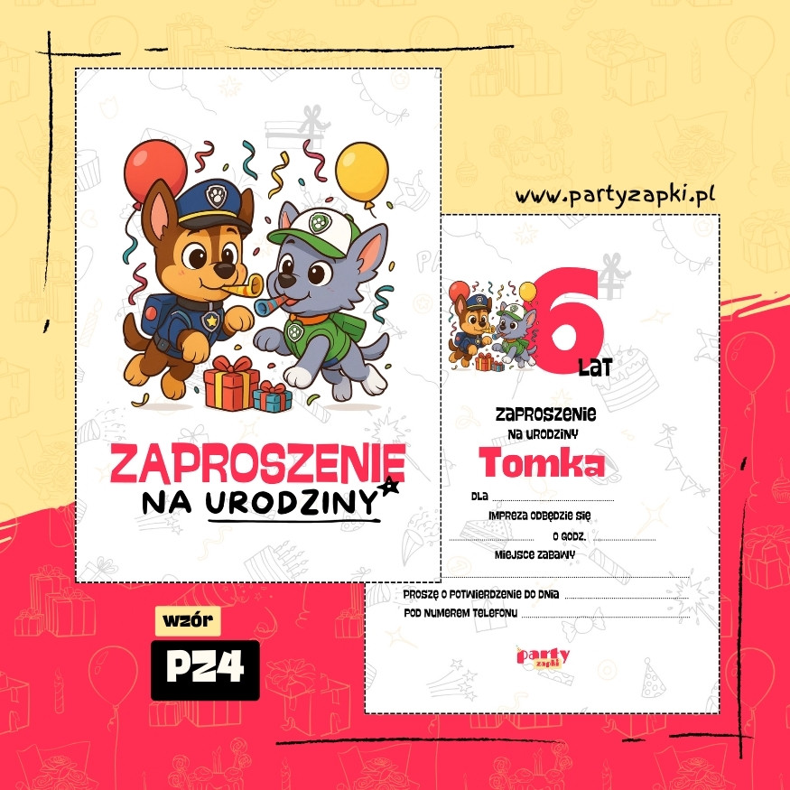 rocky psi patrol zaproszenie na urodziny 07 pz4