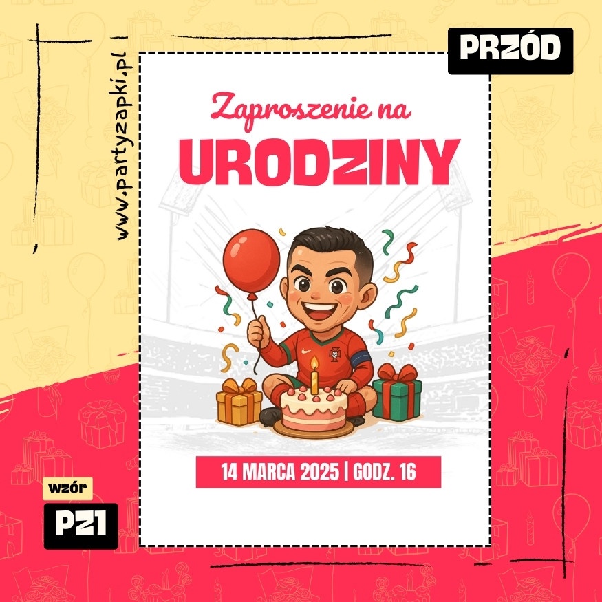 ronaldo zaproszenie na urodziny 01 pz1 przod