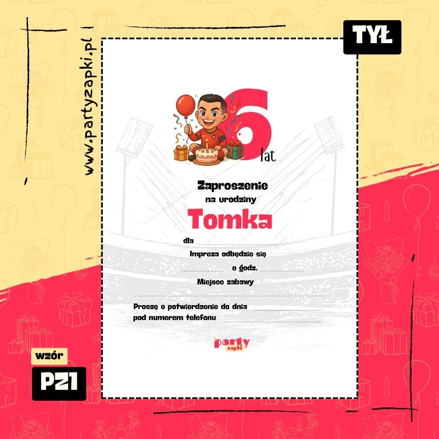 ronaldo zaproszenie na urodziny 01 pz1 tyl