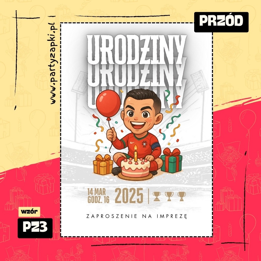 ronaldo zaproszenie na urodziny 01 pz3 przod