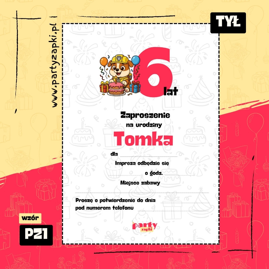 rubble psi patrol zaproszenie na urodziny 01 pz1 tyl