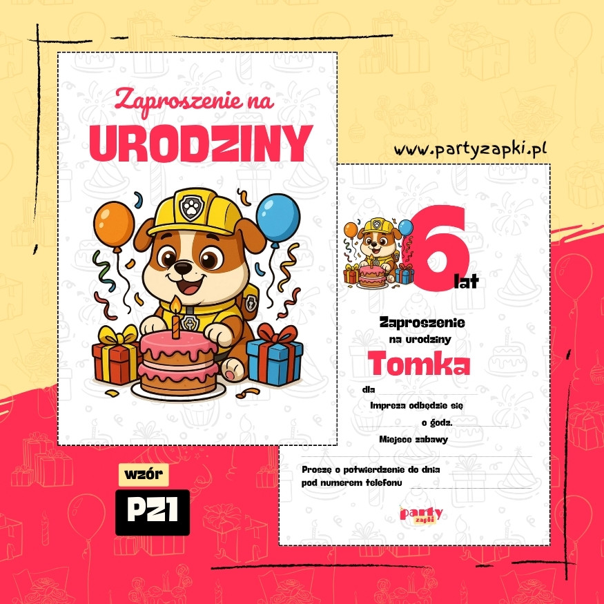 rubble psi patrol zaproszenie na urodziny 01 pz1