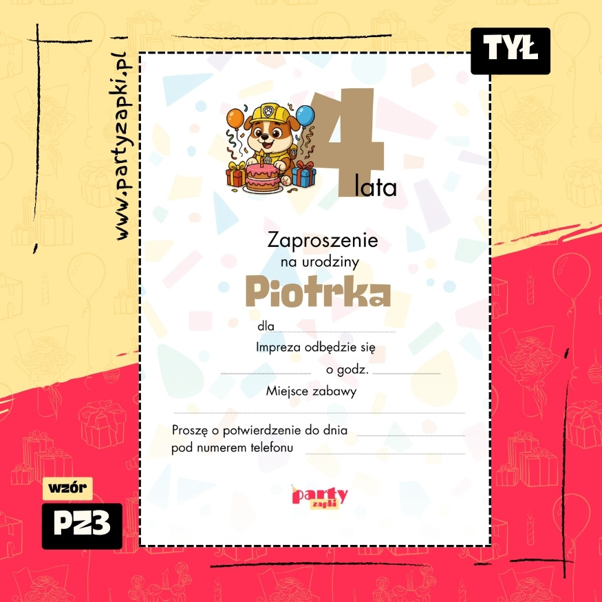 rubble psi patrol zaproszenie na urodziny 01 pz3 tyl