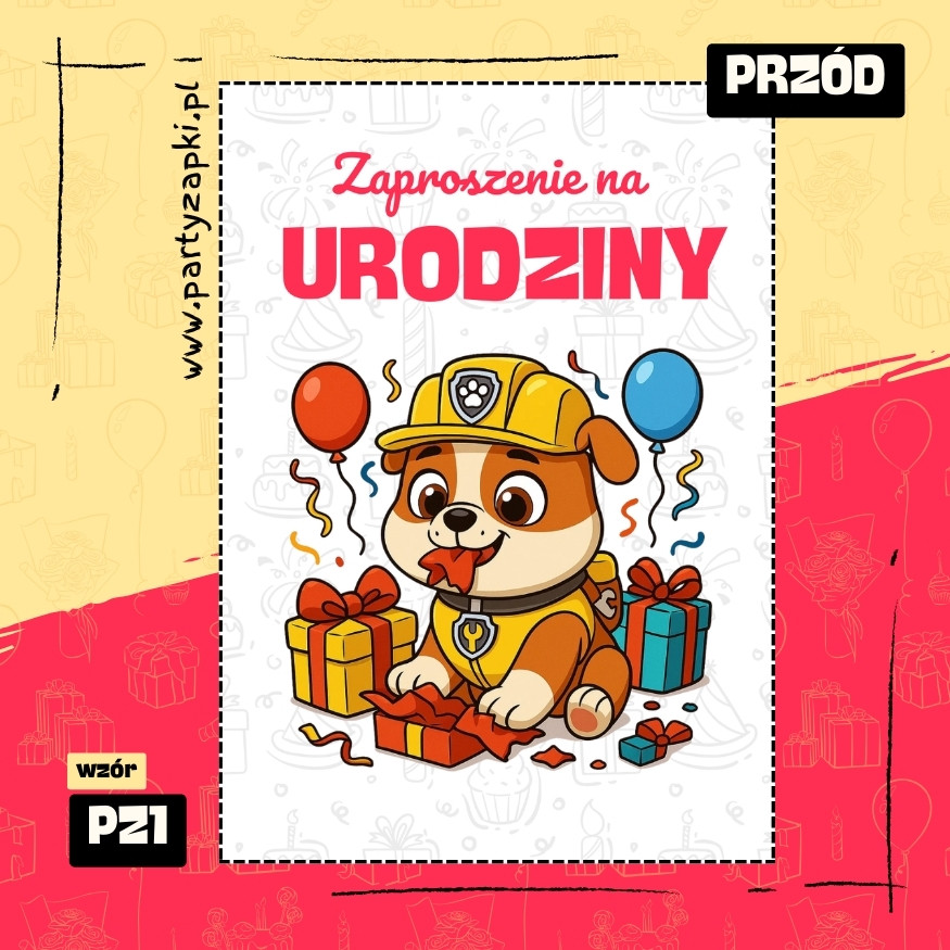 rubble psi patrol zaproszenie na urodziny 01 pz1 przod