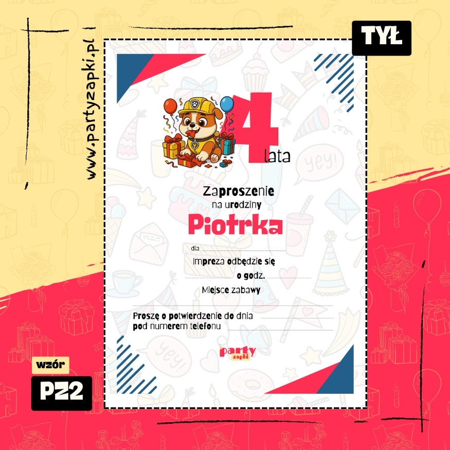 rubble psi patrol zaproszenie na urodziny 01 pz2 tyl
