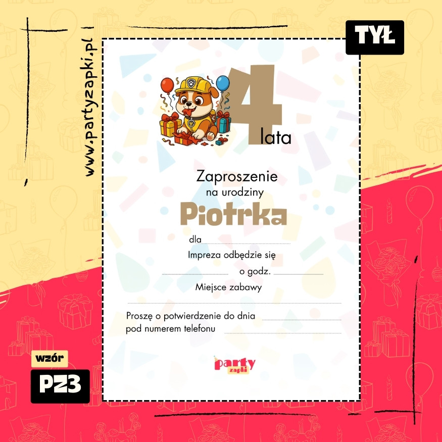 rubble psi patrol zaproszenie na urodziny 01 pz3 tyl
