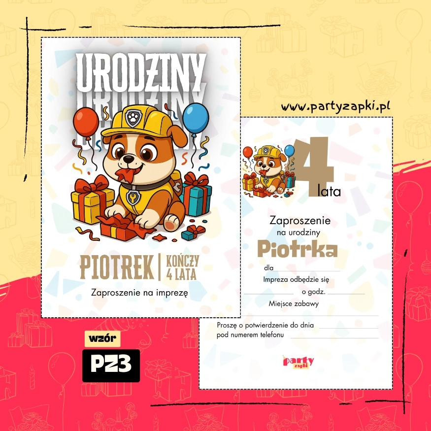 rubble psi patrol zaproszenie na urodziny 02 pz3