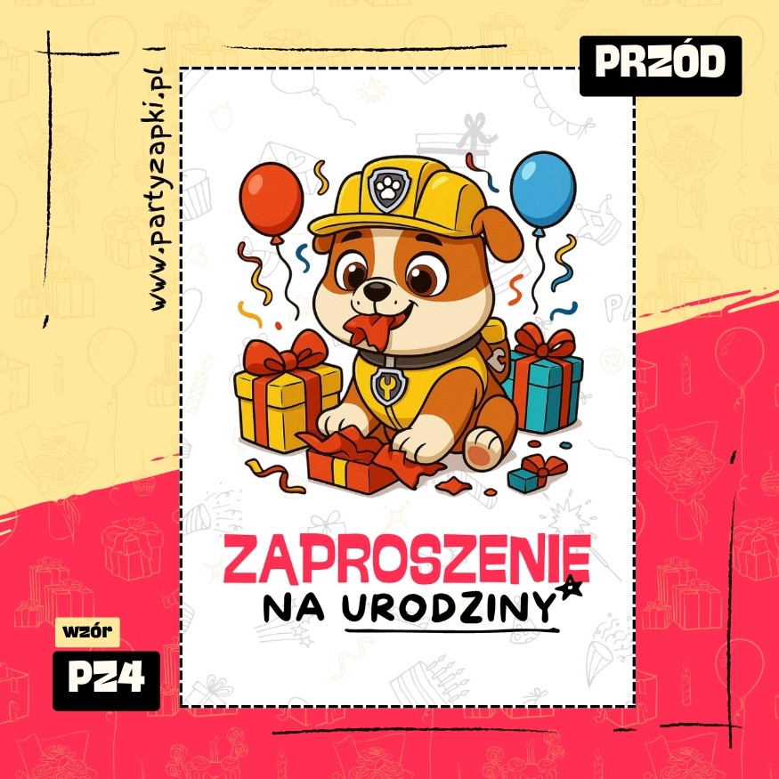 rubble psi patrol zaproszenie na urodziny 01 pz4 przod