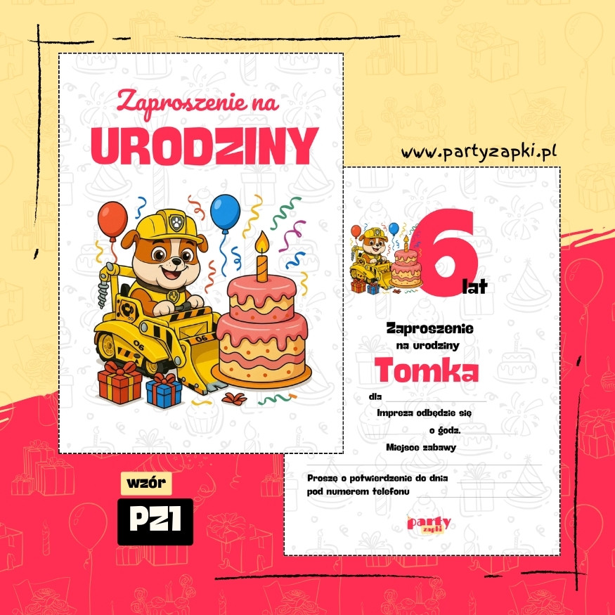 rubble psi patrol zaproszenie na urodziny 03 pz1