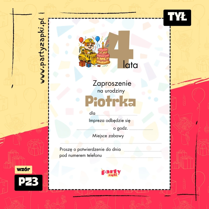 rubble psi patrol zaproszenie na urodziny 01 pz3 tyl