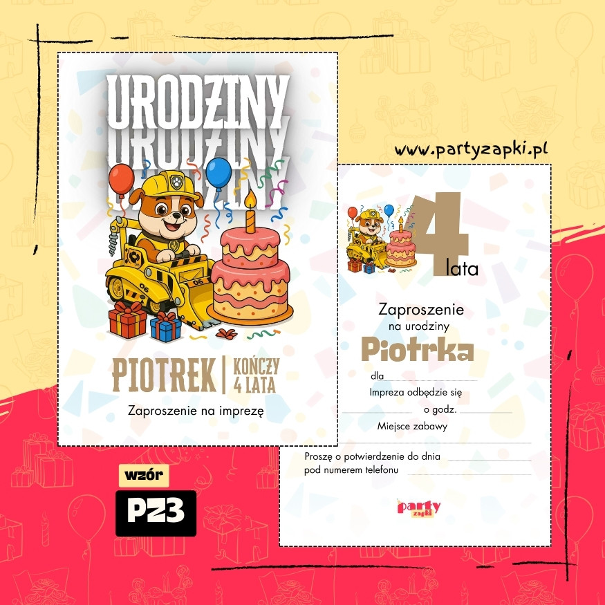 rubble psi patrol zaproszenie na urodziny 03 pz3