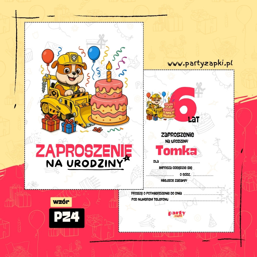 rubble psi patrol zaproszenie na urodziny 03 pz4