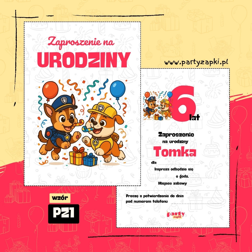 rubble psi patrol zaproszenie na urodziny 07 pz1