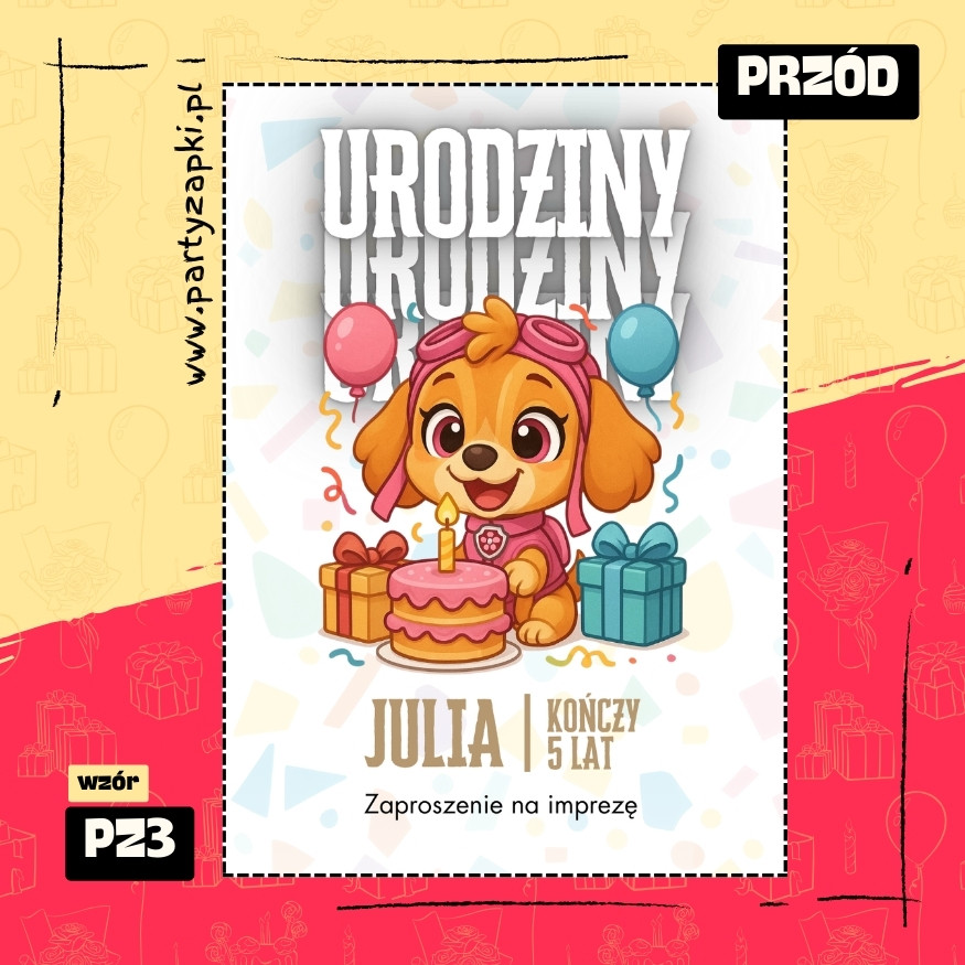 skye psi patrol zaproszenie na urodziny 01 pz3 przod