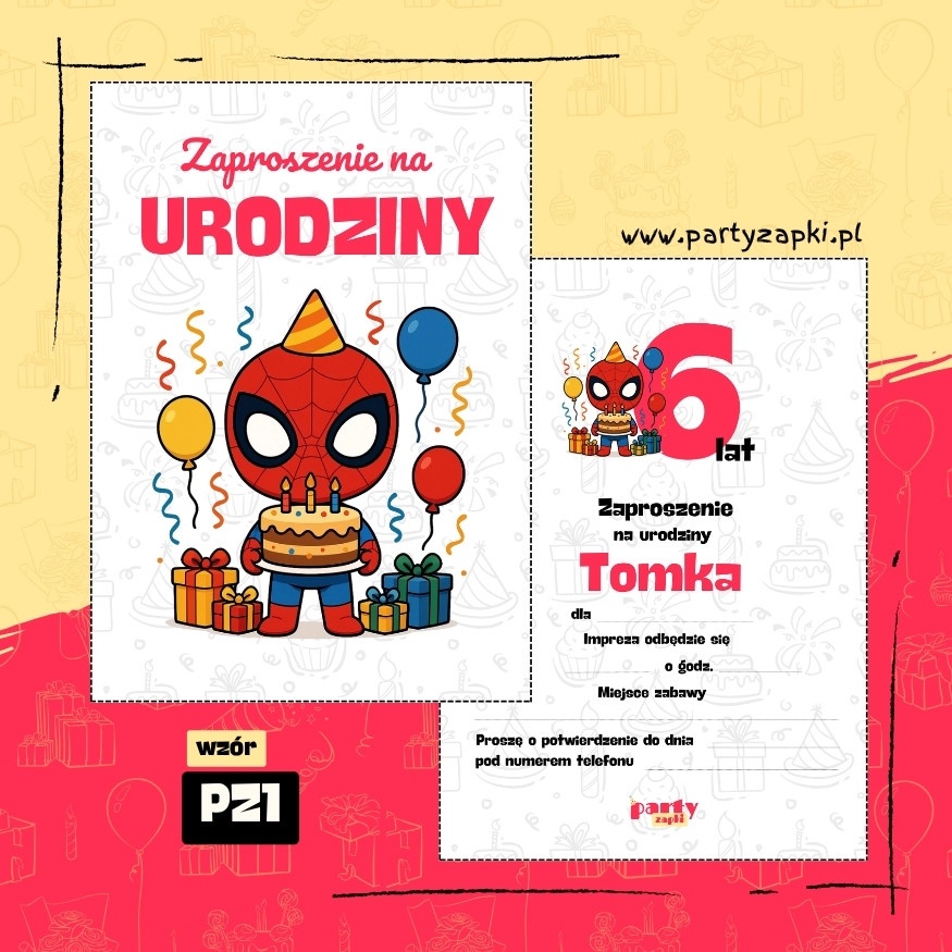 spider man zaproszenie na urodziny 02 pz1