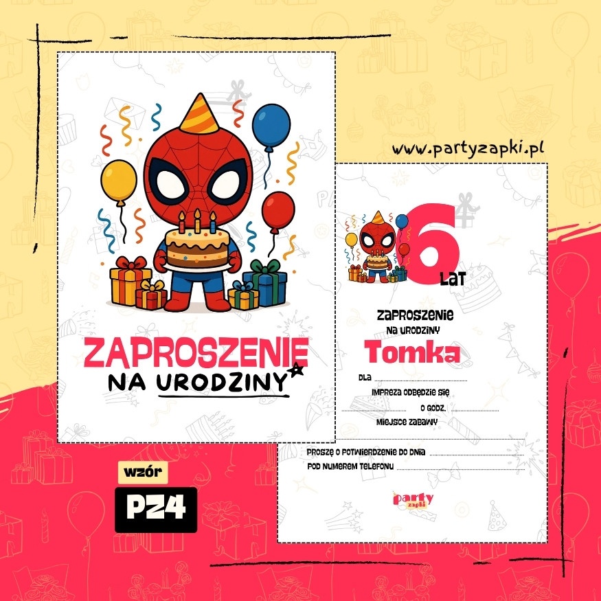 spider man zaproszenie na urodziny 02 pz4