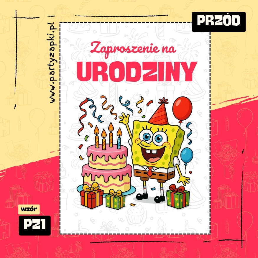 spongebob zaproszenie na urodziny 01 pz1 przod