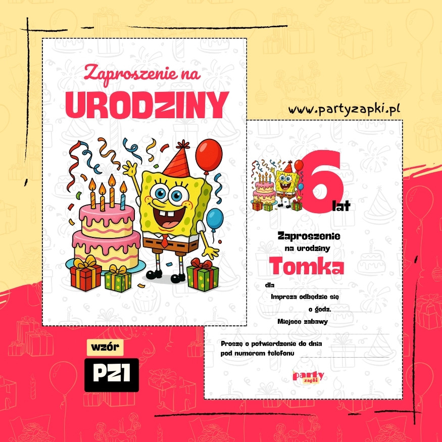 spongebob zaproszenie na urodziny 01 pz1