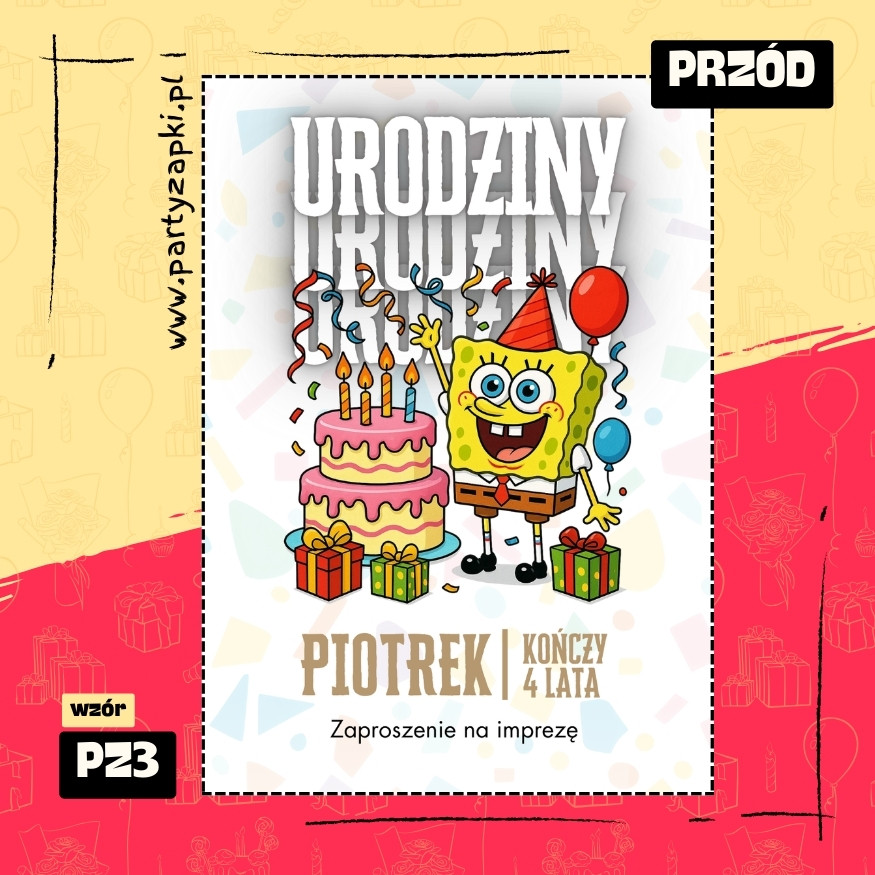 spongebob zaproszenie na urodziny 01 pz3 przod