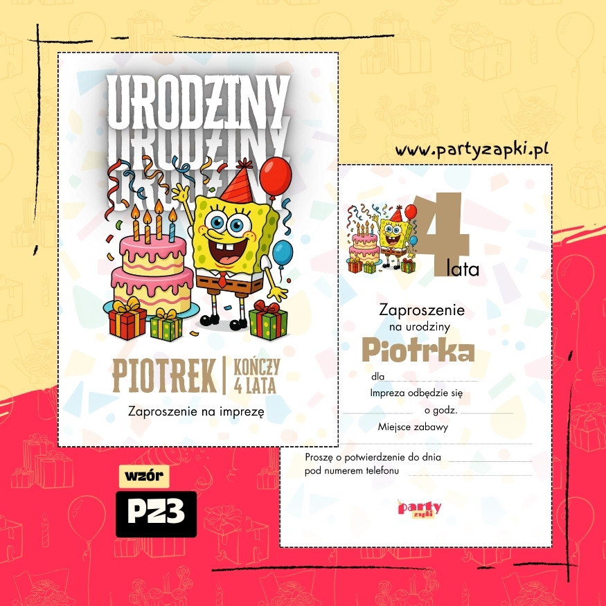 spongebob zaproszenie na urodziny 01 pz3