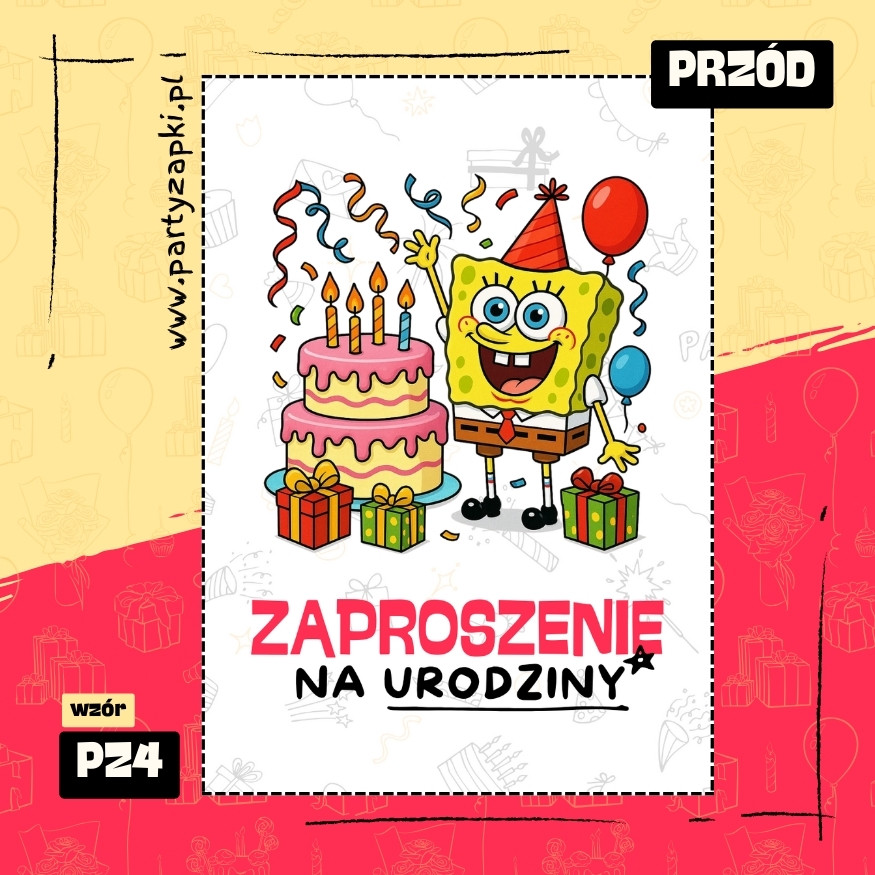 spongebob zaproszenie na urodziny 01 pz4 przod