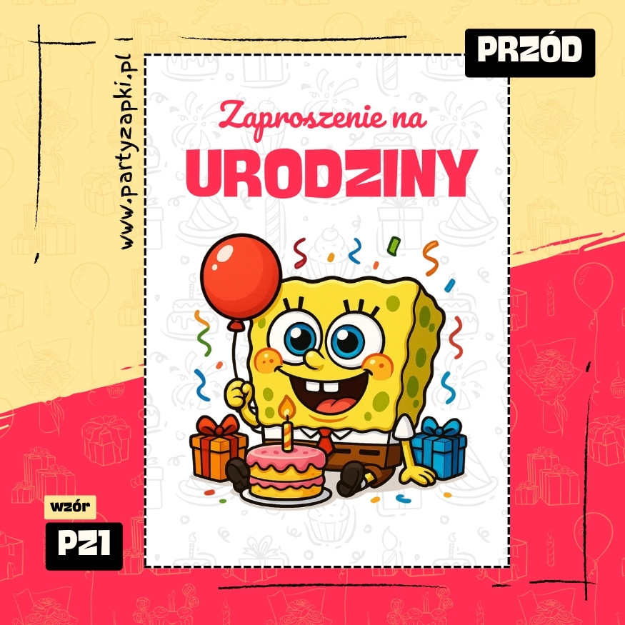 spongebob zaproszenie na urodziny 01 pz1 przod