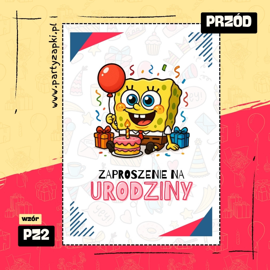 spongebob zaproszenie na urodziny 01 pz2 przod