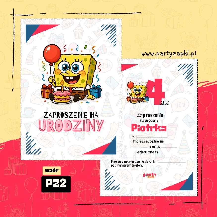 spongebob zaproszenie na urodziny 03 pz2