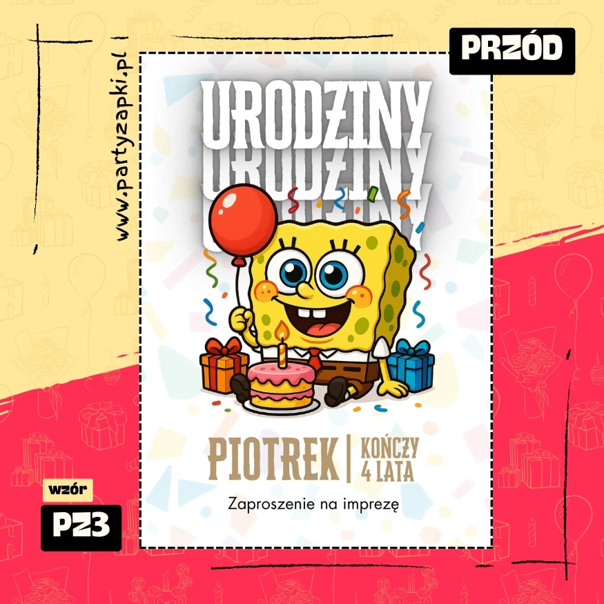 spongebob zaproszenie na urodziny 01 pz3 przod