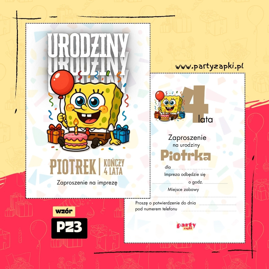 spongebob zaproszenie na urodziny 03 pz3