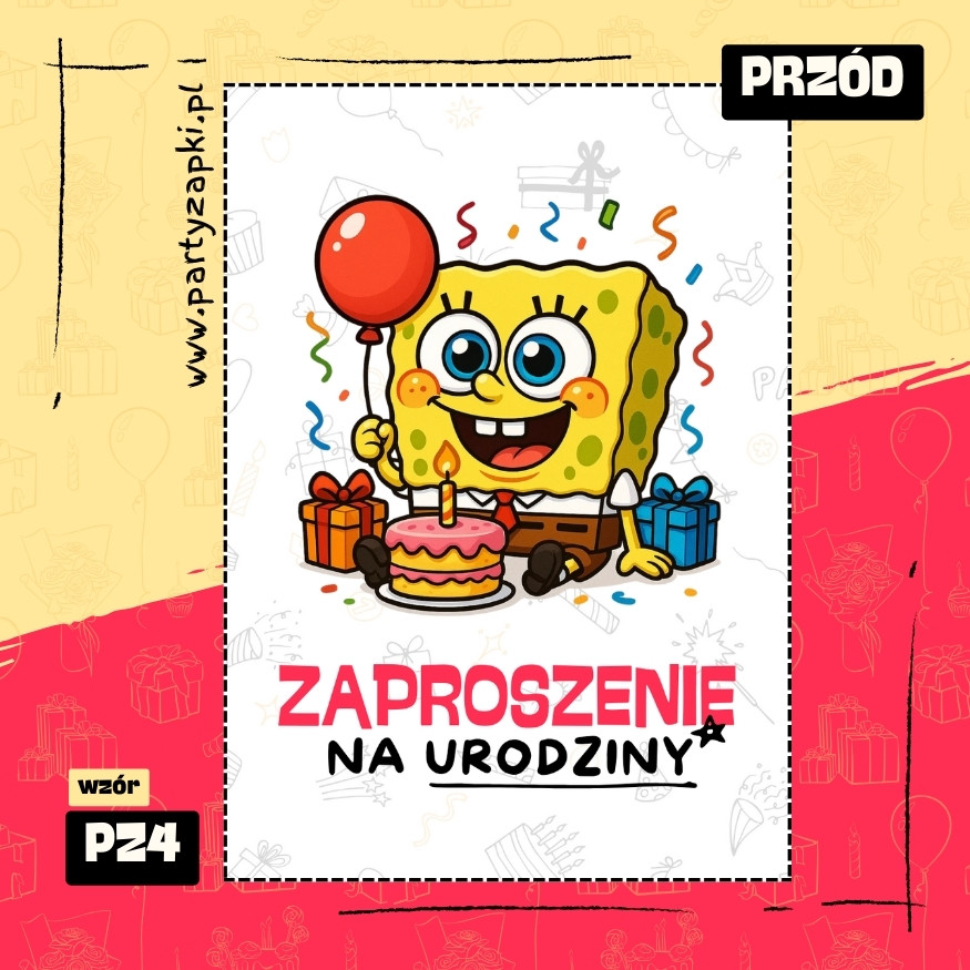 spongebob zaproszenie na urodziny 01 pz4 przod