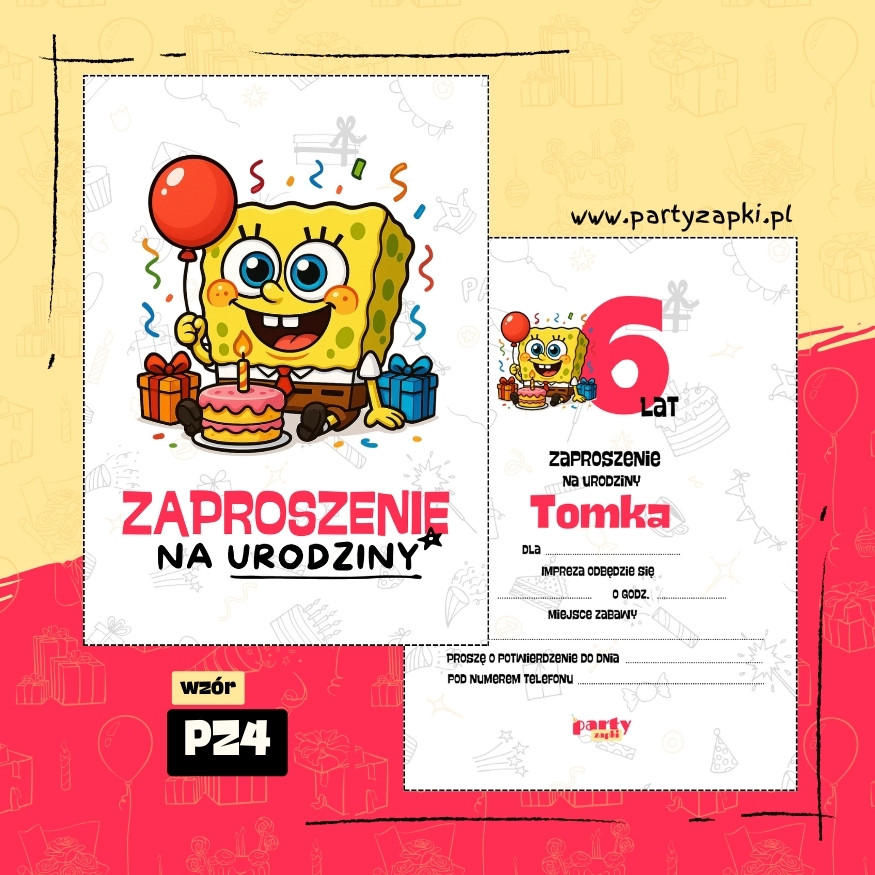 spongebob zaproszenie na urodziny 03 pz4