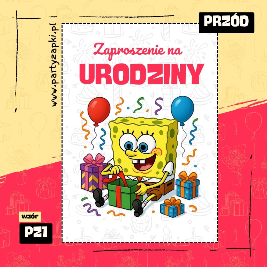 spongebob zaproszenie na urodziny 01 pz1 przod