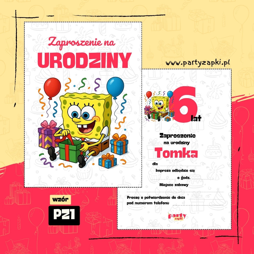 spongebob zaproszenie na urodziny 04 pz1