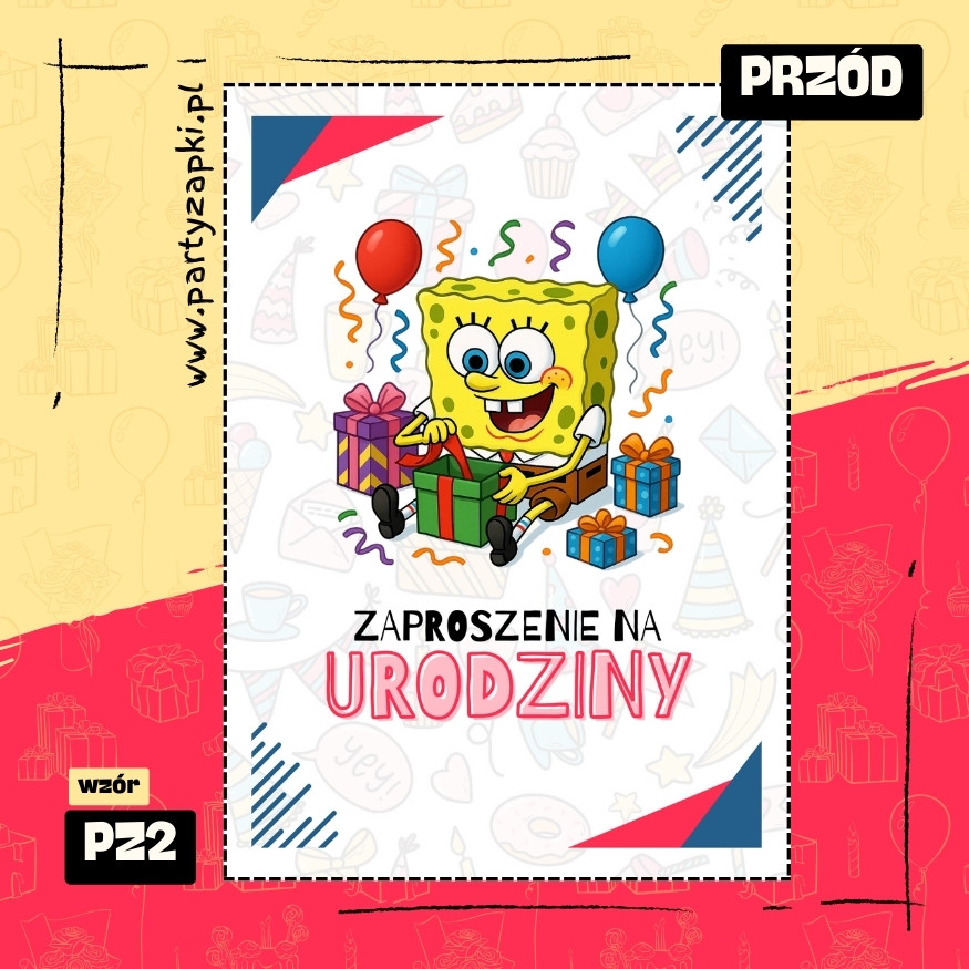 spongebob zaproszenie na urodziny 01 pz2 przod